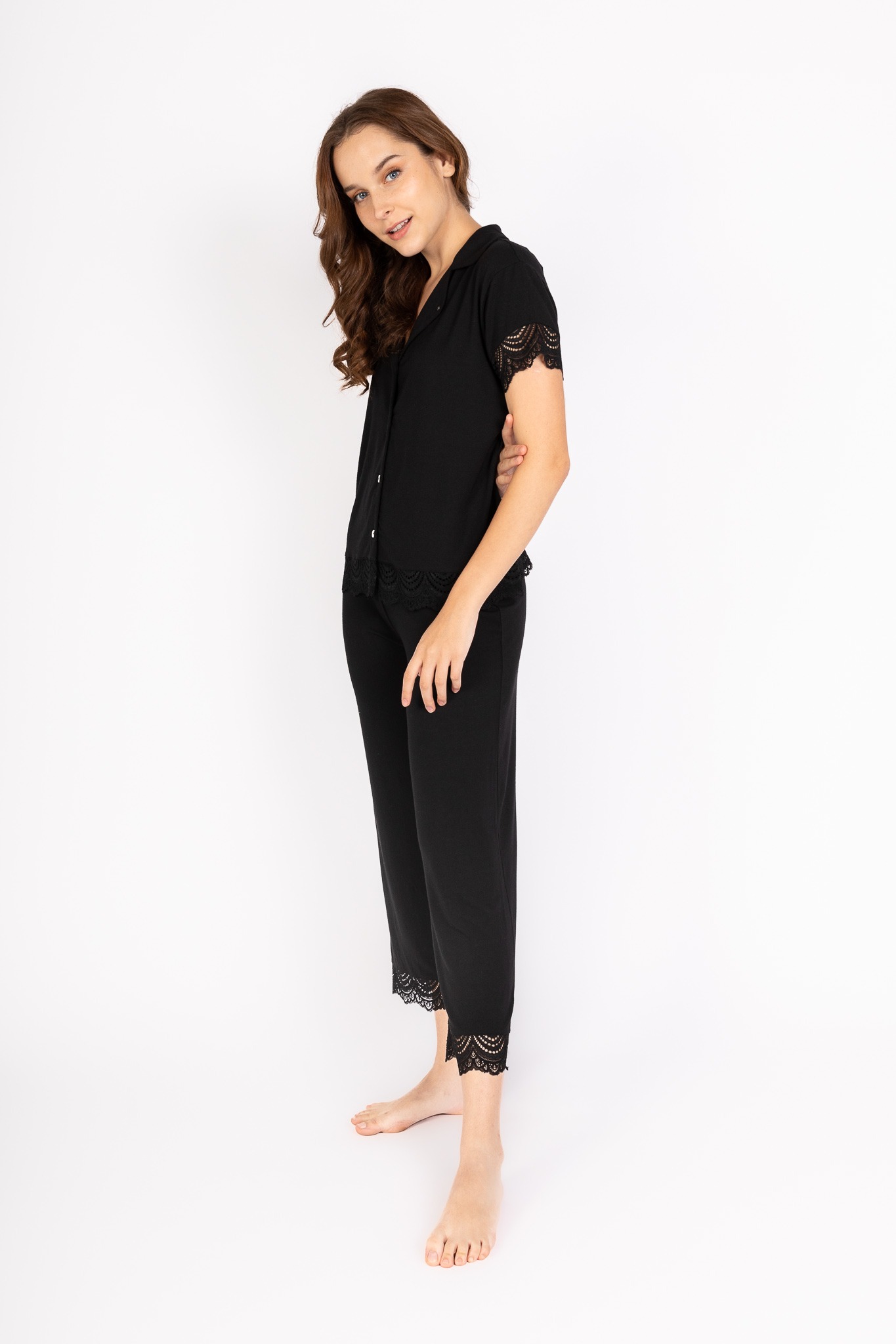 Add a little sophistication to your long set lace pyjamas. Laze in Rawbought's lace pyjamas collection, the same buttery soft pyjamas.