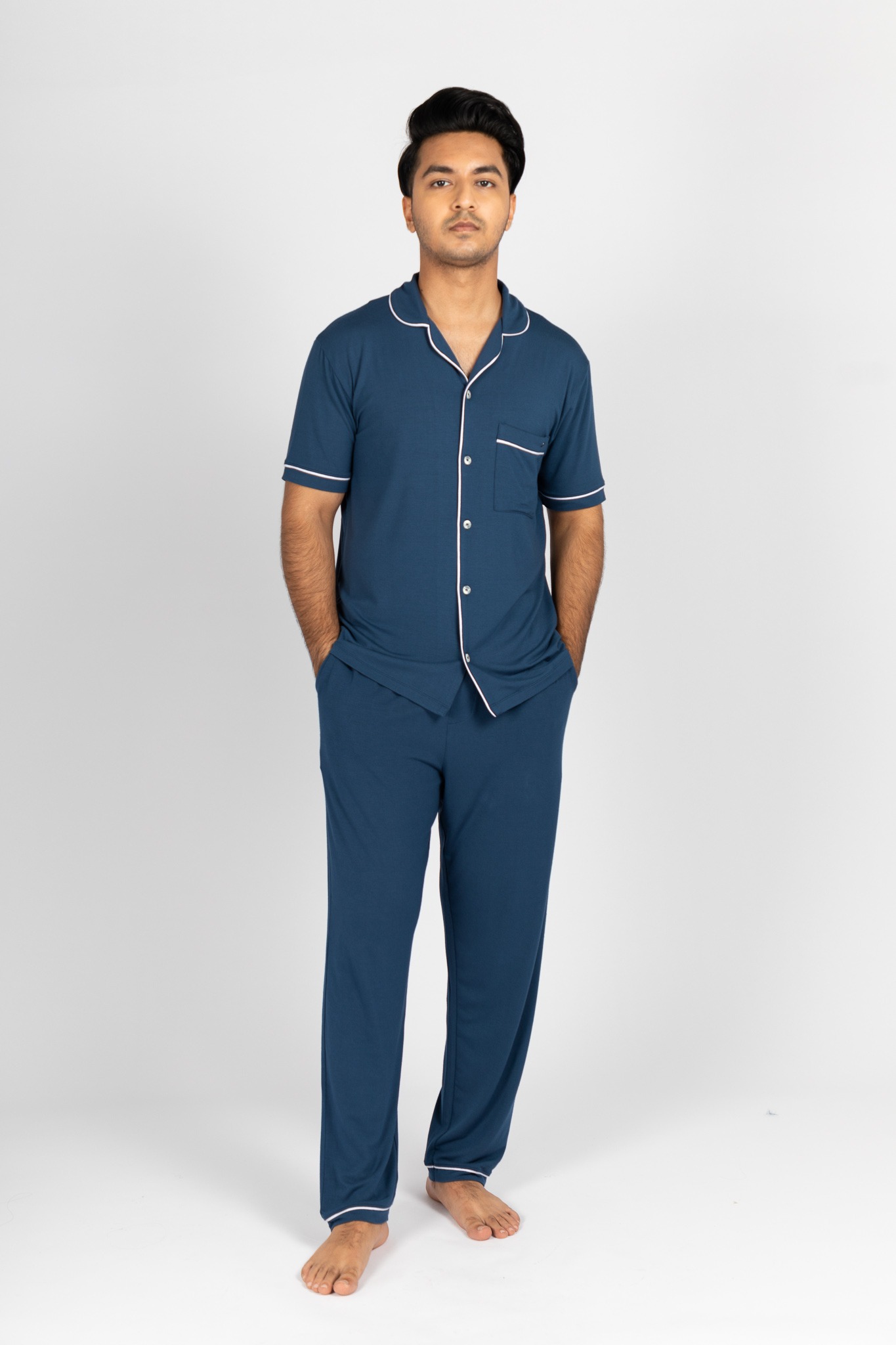 mens collection by rawbought singapore long set insignia blue pjs in the je dors collection