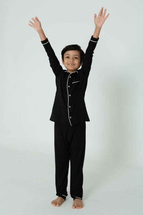 rawbought PJs for kids in black long sleeve long pant set